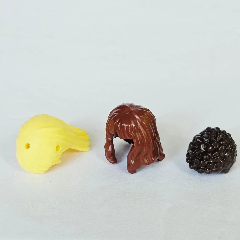 LEGO Friends Mini-doll Hair Pieces Lot of 3 Yellow Brown Curly Replacement Parts